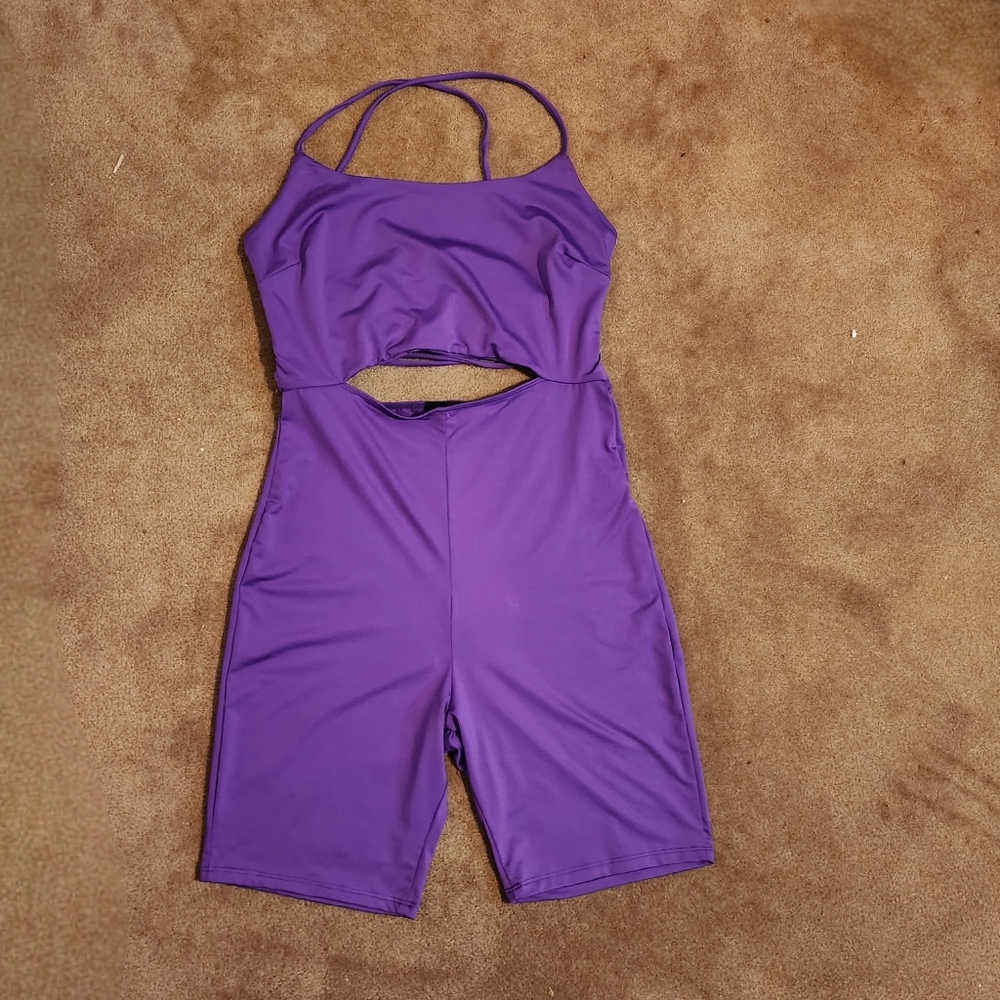Purple Back Drawstring Romper - Picture 4 of 7